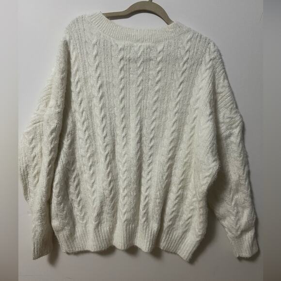 NWT LUCKY BRAND EYELASH CREAM BULKY HEAVY SWEATER SIZE XXL - Picture 3 of 9
